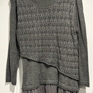 Simply Couture Charcoal Lace Knit Blouse